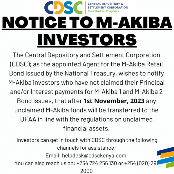 NOTICE TO M-AKIBA INVESTORS