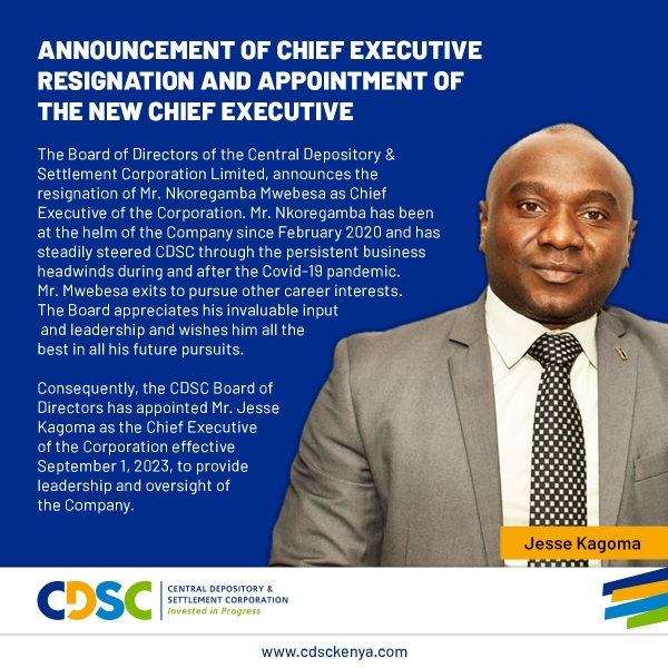 ANNOUNCEMENT OF CHIEF EXECUTIVE RESIGNATION AND APPOINTMENT OF THE NEW CHIEF EXECUTIVE